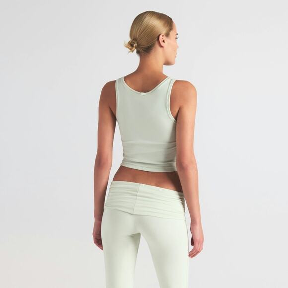 Skims Spearmint Cotton Rib Sleeveless Cropped Scoop Neck Tank Top Size Medium - Picture 3 of 9